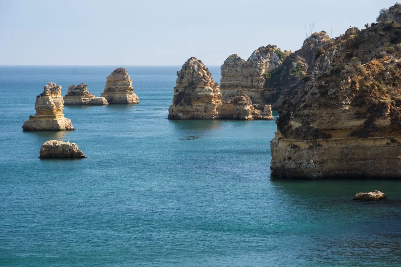 Sea stacks and golden cliffs at Ponta da Piedade, Lagos